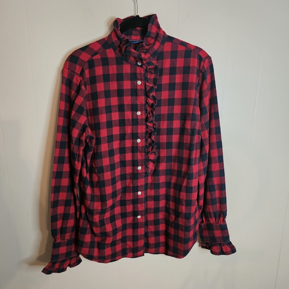 Ralph Lauren Sport Red And Black Buffallo Plaid Fleece In Size 12